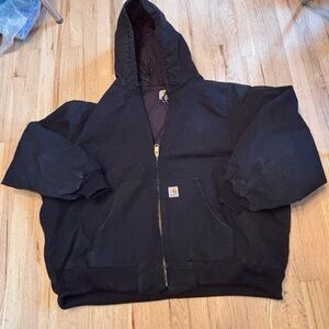 Carhartt Black Hooded Quilted Workwear Jacket Men’s Sz 4XL Made in USA